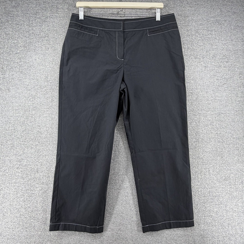 Lafayette 148 Wide Leg Cropped Pants Women Size 10 Black Casual - Picture 1 of 9